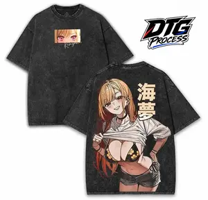 Marin Kitagawa My Dress Up Darling Oversized Washed Tee 260GSM Bikini Back Art Bold Anime Girl Collector Heavyweight Cotton Loose Fit Unisex Retro Streetwear Casual Daily Lifestyle Trendy Manga Fan Fashion Top
