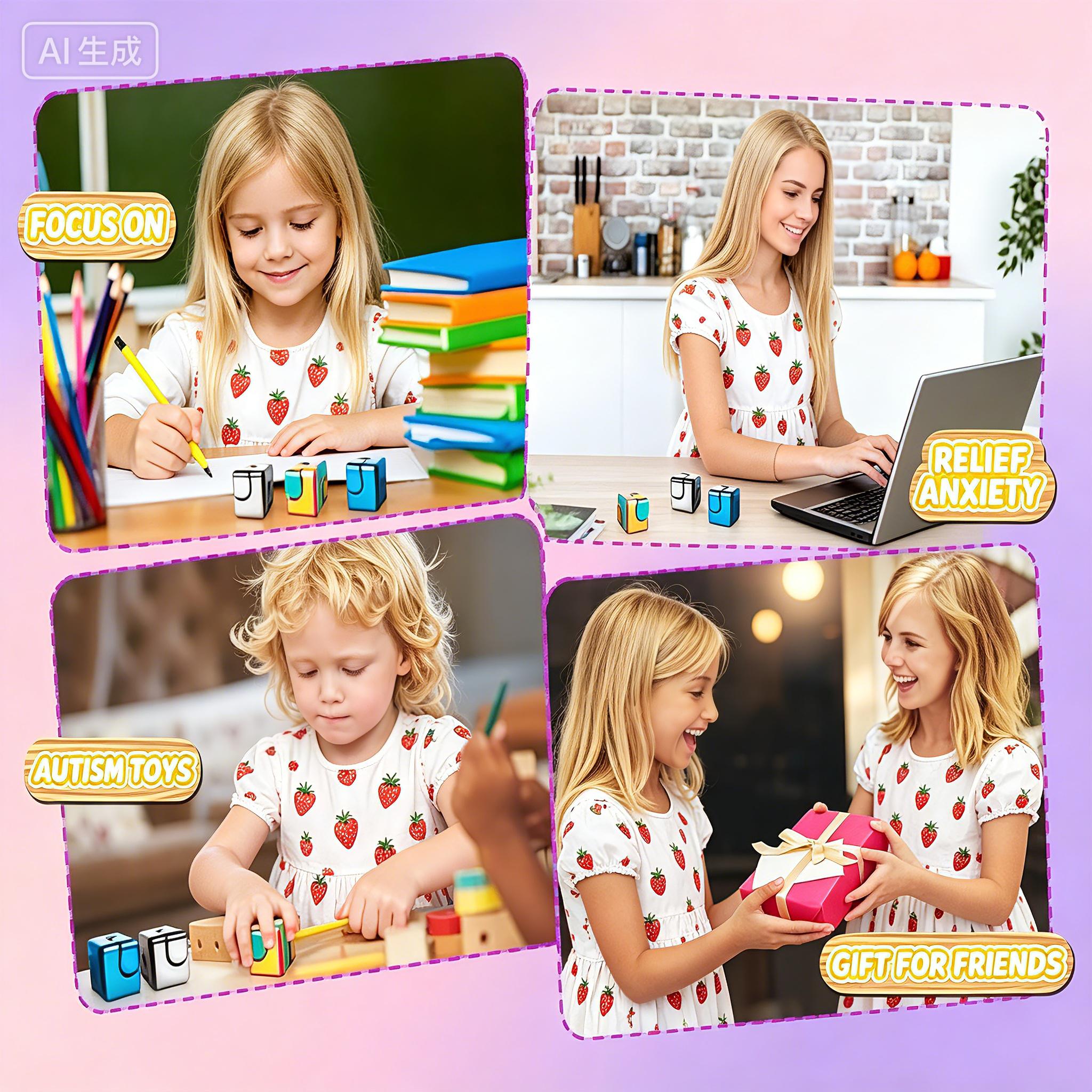 Fidget Spinner Cube Toys for Adults & Teens, Metal EDC Cool Desk Gadget, Anxiety Stress Relief Sensory Fidget Toy, ADHD Finger Toy, Easter Basket Stuffers & Valentine Gift for Boys