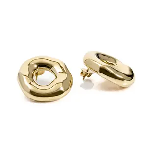 Mary Abstract Melted Circle Earrings Gold
