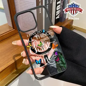 Magnetic Phone Case Compatible with iPhone 16 15 14 Pro Max 13 12 11 XR XS Plus E Butterfly Faith Pattern Hard Acrylic Back Soft TPU Edge Shock-resistant Cover