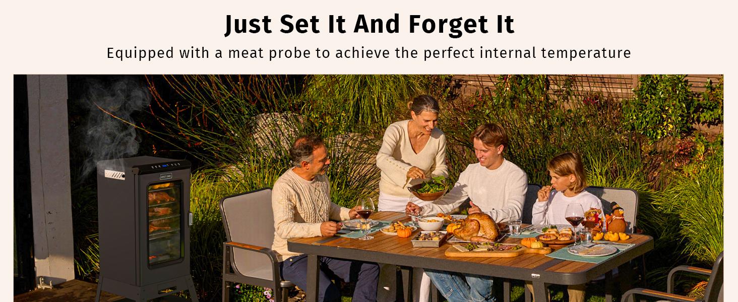 EAST OAK Ridgewood Pro 30" Electric Smoker, Smoker with Leg Kit & Glass Door, Side Wood Chip Loader, 725 Sq Inches of Cooking, Digital Control, Night Blue