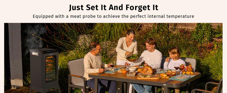 EAST OAK Ridgewood Pro 30" Electric Smoker, Smoker with Leg Kit & Glass Door, Side Wood Chip Loader, 725 Sq Inches of Cooking, Digital Control, Night Blue