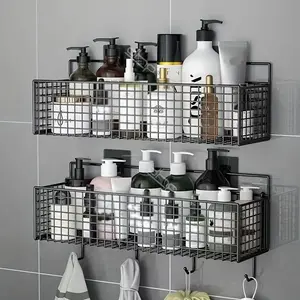 Wall Mounted Bathroom Storage Rack, Punch Free Bathroom Storage Rack, Bathroom Storage Organizer, Home Organizer for Bathroom Kitchen, Bathroom Organization, Bathroom Organizing Accessories