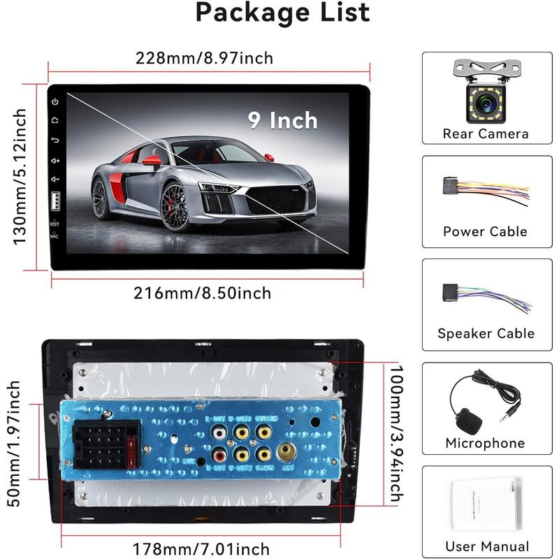 9 Inch Single Din HD Touch Screen Car Stereo with Bluetooth with Backup Camera + External Microphone + FM MP5 Player Car Audio Receivers Support Mirror Link SWC USB EQ Car Radio