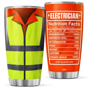 VAATOO Electrician Coffee Tumbler Nutrition Facts Travel Mug With Lid Cool Birthday Gifts For Men Boys Friends Cold Steel Tumblers Insulated Cup Hot Drink Inspirational Sayings