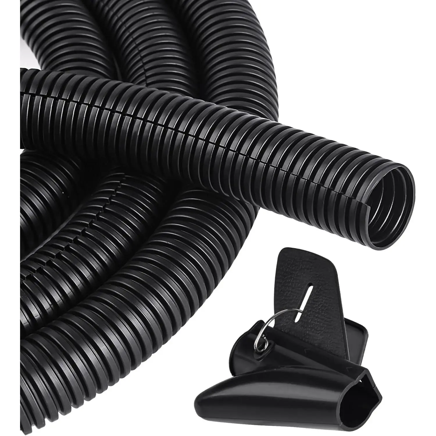 25ft - 1/2 inch Flame Retardant Split Wire Loom Tubing with Installation Tool - Flexible Wire Covers Cord Protectors - Black