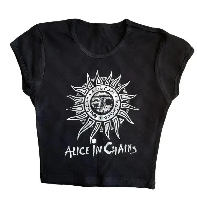 Harajuku Y2K vintage cute Cartoon Graphics aesthetic Short Sleeve T-shirts Summer Emo Crop Top 90s tops Streetwear Goth Baby Tee
