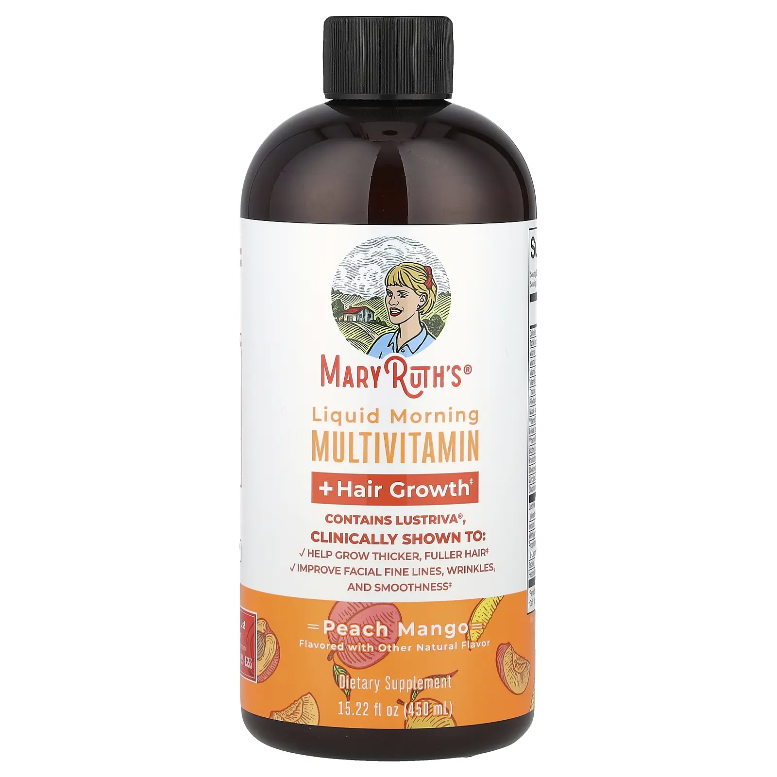 MaryRuth's Liquid Morning Multivitamin + Hair Growth, Peach Mango, 15.22 fl oz (450 ml) MaryRuth's Liquid Morning Multivitamin + Hair Growth, Peach Mango, 15.22 fl oz (450 ml)
