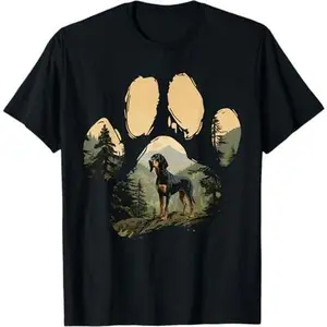 Black and Tan Coonhound Mountain Paw Design Dog Mom Dad T-Shirt