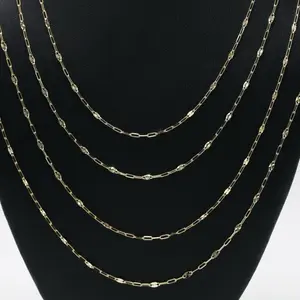 14KT Gold Mirror Link Paperclip Chain - 4 Chain Sizes