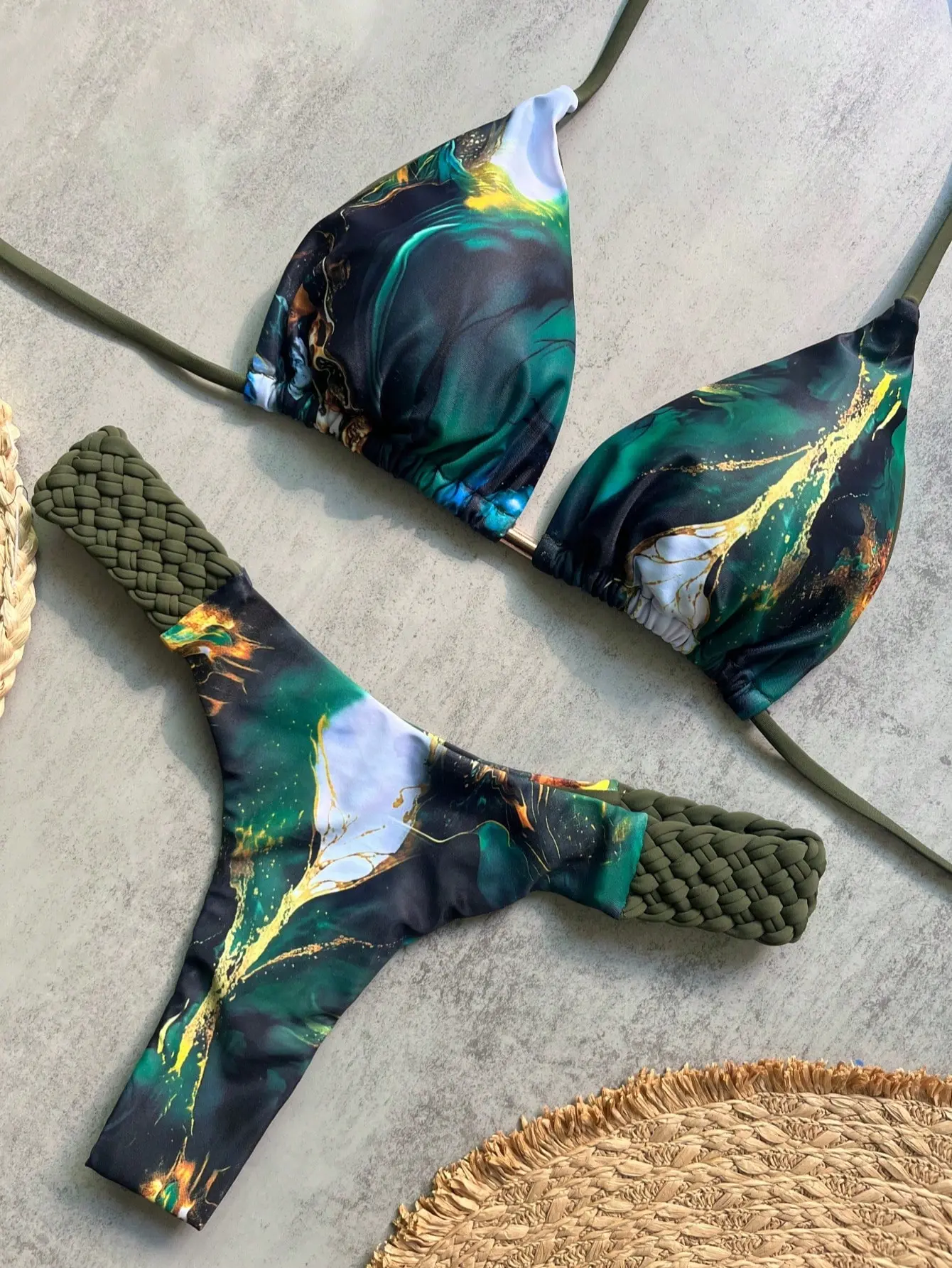 VYNCE 2 Piece Braided Brazilian Bikini Sexy Swimwear For Women Summer Beach Wear Vacation Swimsuit Push Up Thong High Cut Bathing Suit
