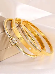 Minimalist Elegant Plain Color Bangle Bracelet, Stainless Steel Non Tarnish Fashion Jewelry for Party, Daily Decor, Trendy All-match & Exquisite Jewelry for Birthday Gift