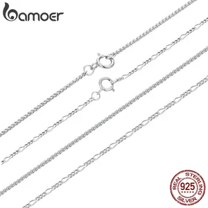 925 Sterling Silver Stackable Basic Wheat Chain Adjustable Figaro Chain with Hoop Clasp for Men Women DIY Pendant Beads