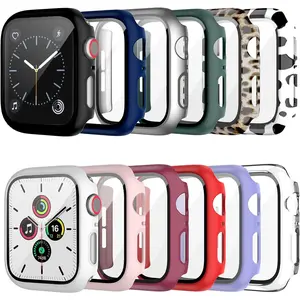 12 Pack Case with Tempered Glass Screen Protector for Apple Watch 38mm Series 3/2/1, Cuteey Full Matte Leopard Cow Pattern PC Cover for Iwatch 38mm Accessories (12 Colors, 38mm)