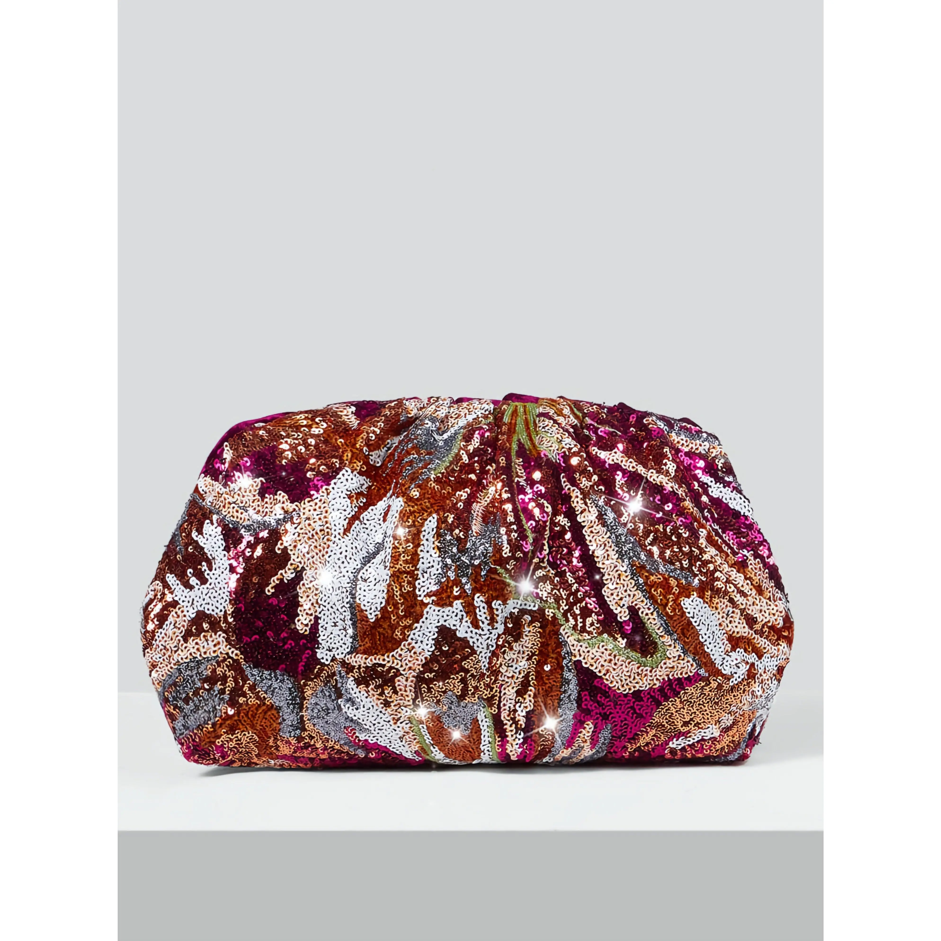 Multicolor Sequin Velvet Clutch Bag