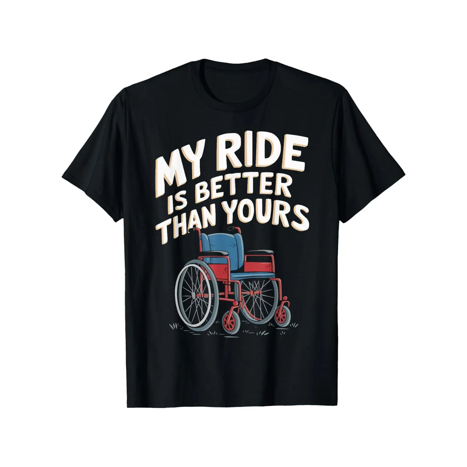 Funny Wheelchair Humor Handicap Disabled People Disability T-Shirt, Suitable for Unisex Personality Casual Round Neck Outdoor Short-Sleeved T-Shirt, Slightly Elastic, 100% Cotton, S-XXXL y2k  outfits  men time  tee Shortsleeve Streetwear Menswear Tshirt