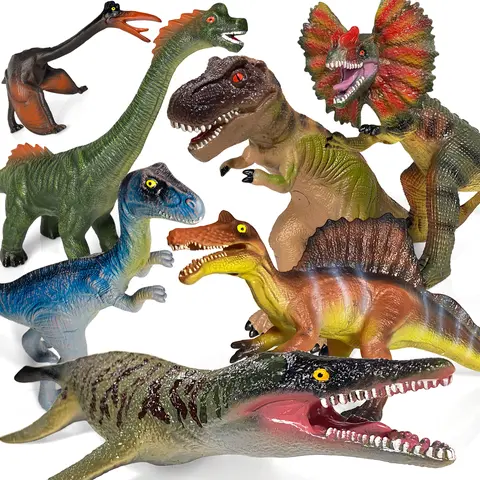Gzsbaby Sturdy Realistic-Look Soft Giant Dinosaur Figures Set, Playful Prehistoric Creature Rex Figure Toys, Kid Stuff for Boys, Pretend Play Toy for 3-6-8 Years Old Children