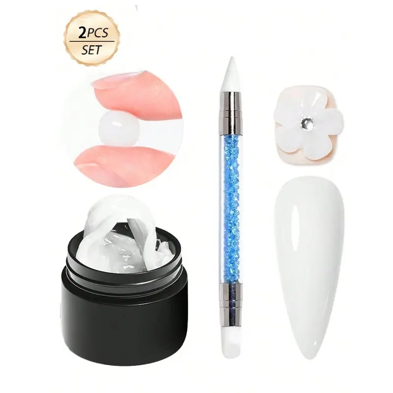 8ML 3D Nail Gel Kit, Four-In-One Nail Extension Glue, Gel Adhesive, Mold, Sculpting Brush, DIY Hand Foot Nails, Professional 3D Set, Gel Nail Enthusiasts