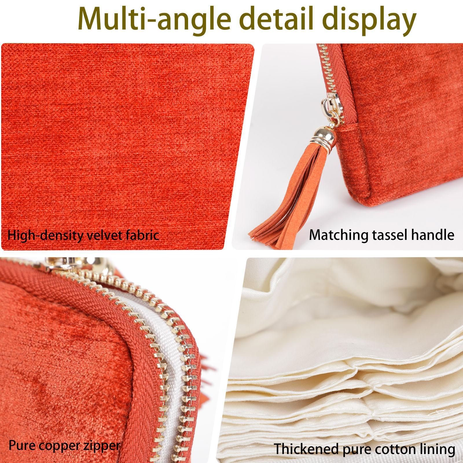 BOOVO Jewelry Zippered Pocket Case Travel Jewelry Bag Portable Organizer with Satin 5 Divided Compartments, Tassel Zipper, Modern Dustproof Durable Home Organizer, Ideal Gift for Her, Jewelry Boxes,dorm room inspo,college dorm essentials,dorm haul