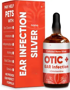 Dog Ear Infection Treatment | OTIC+ Ear Infection Treatment for Dogs & Cats | Cat Cleaner Drops | Chlorhexidine Wash for Pets | Helps with Otic Irritations & Itchings | Nano Silver | 2 Oz