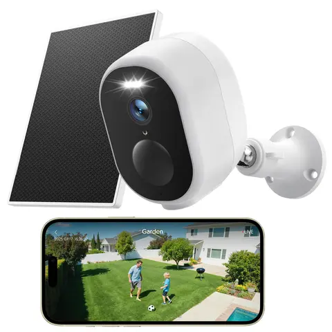 GNCC 2K Solar-Powered Outdoor Wireless Security Camera, 5G&2.4G WiFi, 5200mAh Battery, Color Night Vision, IP65 Waterproof, PIR Motion Sensor, 2-Way Audio, Cloud&SD Card Storage for Home Monitoring, Smart Home Gadgets, Cameras & Systems