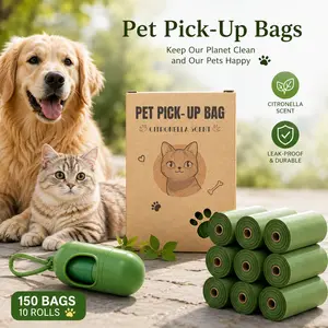 Eco-Friendly Earth-Friendly Dog Poop Bags with Dispenser, 150-Count Biodegradable Leak-Proof Waste Bags, Extra Large for Big Dogs, Easy-Tear Rolls for Walking & Outdoor Use