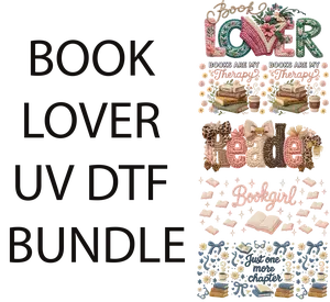 BOOK LOVER UVDTF BUNDLE FOR CUPMAKING with Floral and Book Design Elements