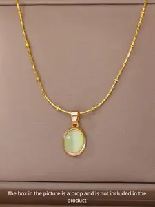 Vintage Oval Stone Pendant Necklace, Dainty Necklace, 18k Plated Stainless Steel, Cute Design for Women and Girls, All Seasons Jewelry