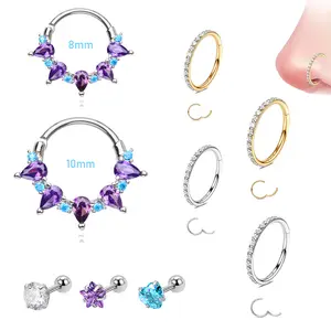 【Clearance Sale 】16G Septum Ring Daith Earrings | Surgical Steel Hypoallergenic Nose Piercing Jewelry | 8MM 10MM Comfort Fit for Women & Men