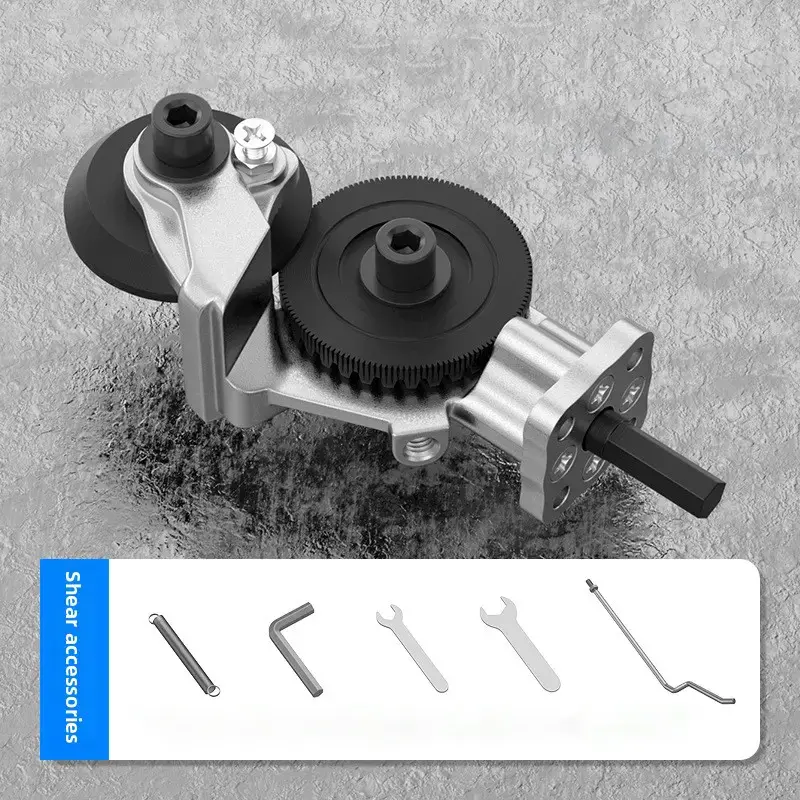Universal Electric Metal Shear Drill Attachment - Portable Iron/Steel/Alum Sheet Cutter, Smooth Burr-Free Cuts, Compatible with Dewalt, Milwaukee, Most 1/4" Hex Drivers, Power Tools for Cordless Hex Driver & DIY Enthusiasts