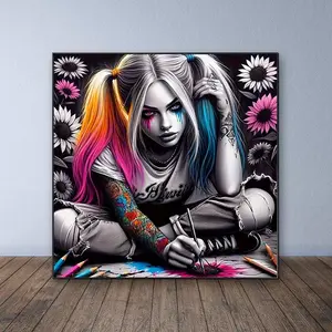 Harley Quinn Pattern DIY Diamond Arts Colorful Painting Kit without Frame, DIY 5D Diamond Arts Colorful Painting Kit, Wall Art Decor for Home