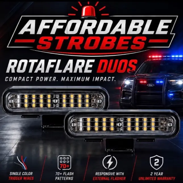 (2) PAIR OF Affordable Strobes Rotaflare Duos Universal Mount Emergency Warning Lights 5w LED