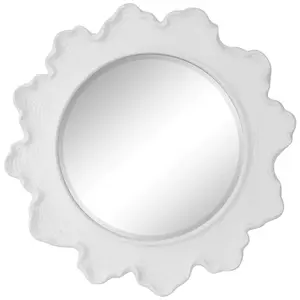 White Sea Coral Design Round Wall Mirror