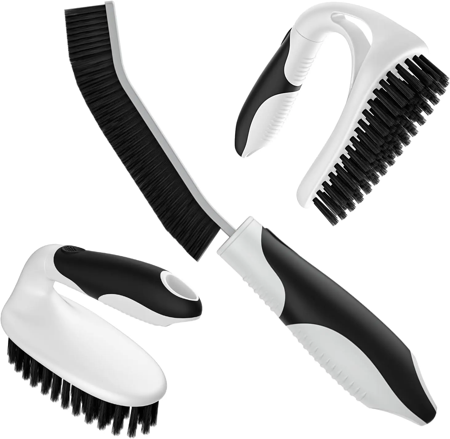 Heavy Duty Scrub Brush Set – 3PCS Crevice Cleaning Brushes with Stiff Bristles for Tile, Grout, Bathroom & Kitchen