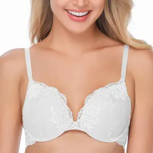 Wingslove Floral Lace Lightly Padded T-shirt Bras Comfort Full Coverage Underwire Bra Womenswear