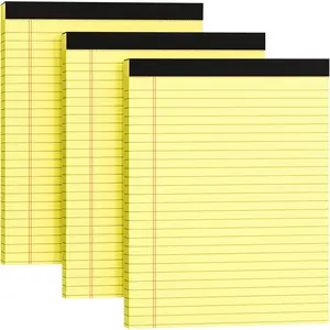 3 Pack 8.5 x 11 Yellow Legal Pads, Wide Ruled Lined Writing Notepads, 30 Sheets Per Notepad for School, Home, Office and Business