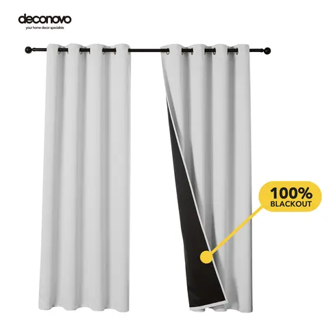 Deconovo Durable 100% Blackout Dual Panel Curtains (2 Panels, Double Layer Polyester) - Grommet Top & Back Tab, Thermal Insulated, Soundproof, Cold-Proof, Fade Resistant Full Coverage Blackout Privacy Curtains for Living Room, Bedroom