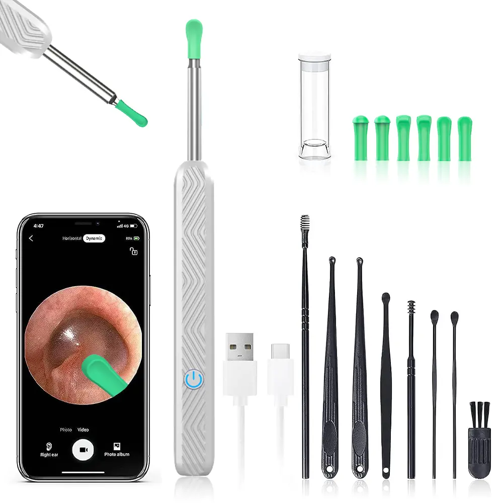 2026 New Ear Wax Removal Tool, Wireless Ear Cleaner with 1080P HD Camera & Light, Rechargeable Electric Ear Cleaner, Ear Cleaning Kit with 8 Spoons