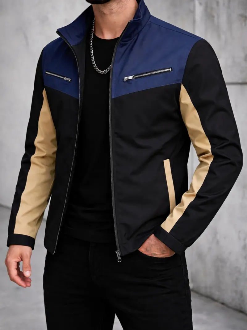 mens stand collar jacket - TikTok Shop