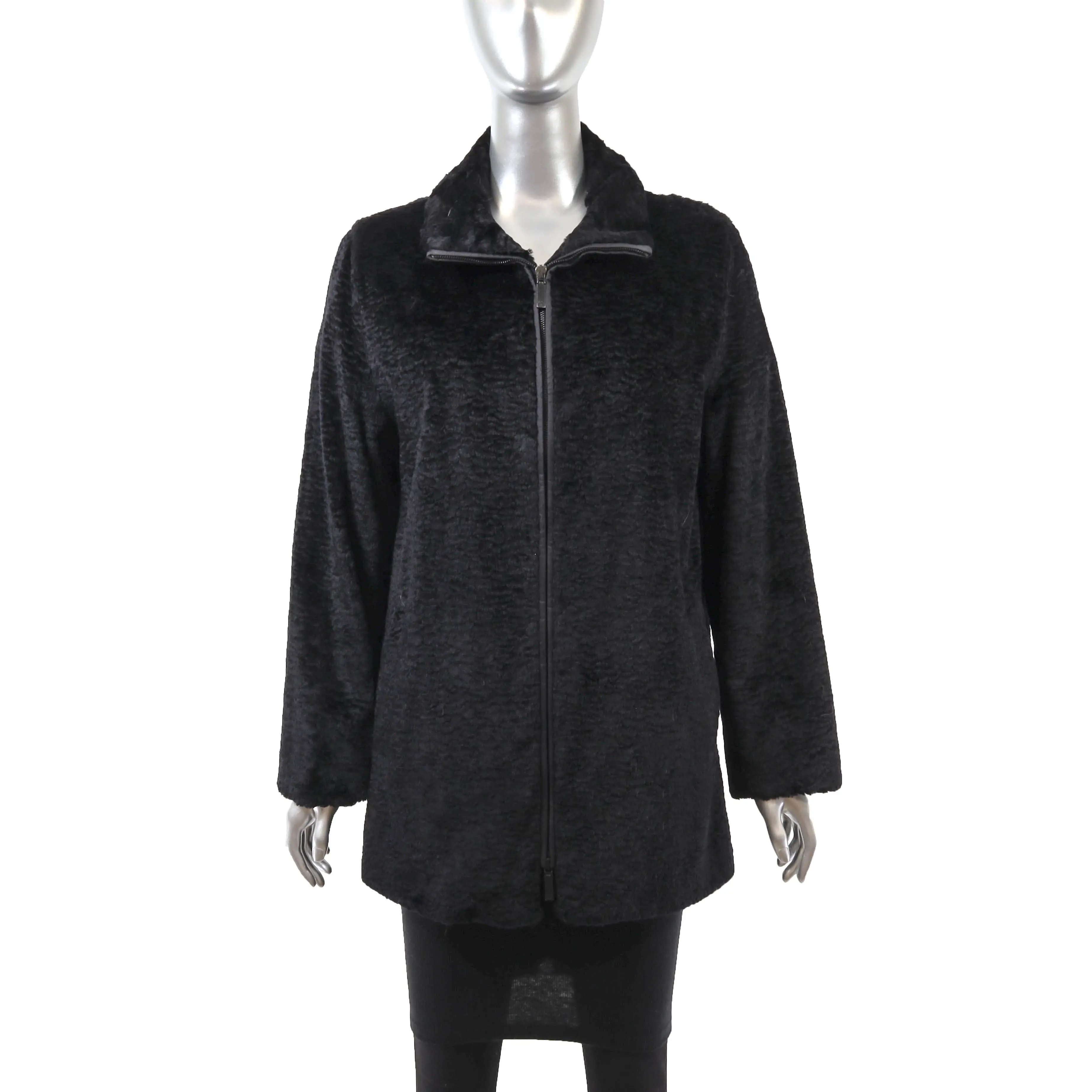 Louis Feraud Black Faux Fur Jacket- Size M