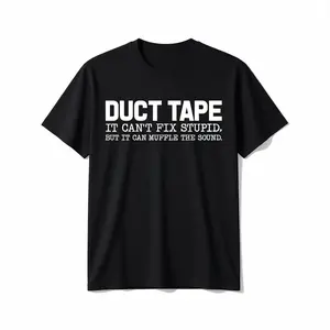 Funny Graphic Tees Funny Shirts for Men Men'S Casual Cotton T-Shirt with "Duct Tape, It Can't Fix Stupid, But It Can Muffle The Sound" Print, Crew Neck Funny Shirts for Men Crew Necks Top Gifts for Dad Husband Boyfriend Holiday Gifts, Made in USA