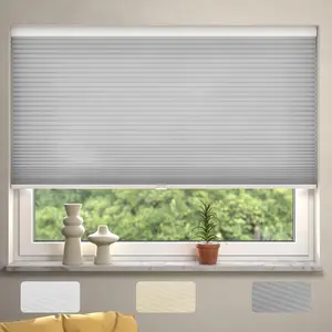 Cordless Cellular Window Shades Light Filtering Blinds for Indoor Windows 1.5 inch Honeycomb Cell Sheer Fabric Accordion Pull Down Blinds Easy Lift Easy to Install, Size 40" W X 72" H (Grey)