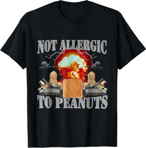 Cotton Gift Tee Funny Weird Meme Not Allergic To Peanut Cursed Peanut Butter T-Shirt casual cotton streetwear for all