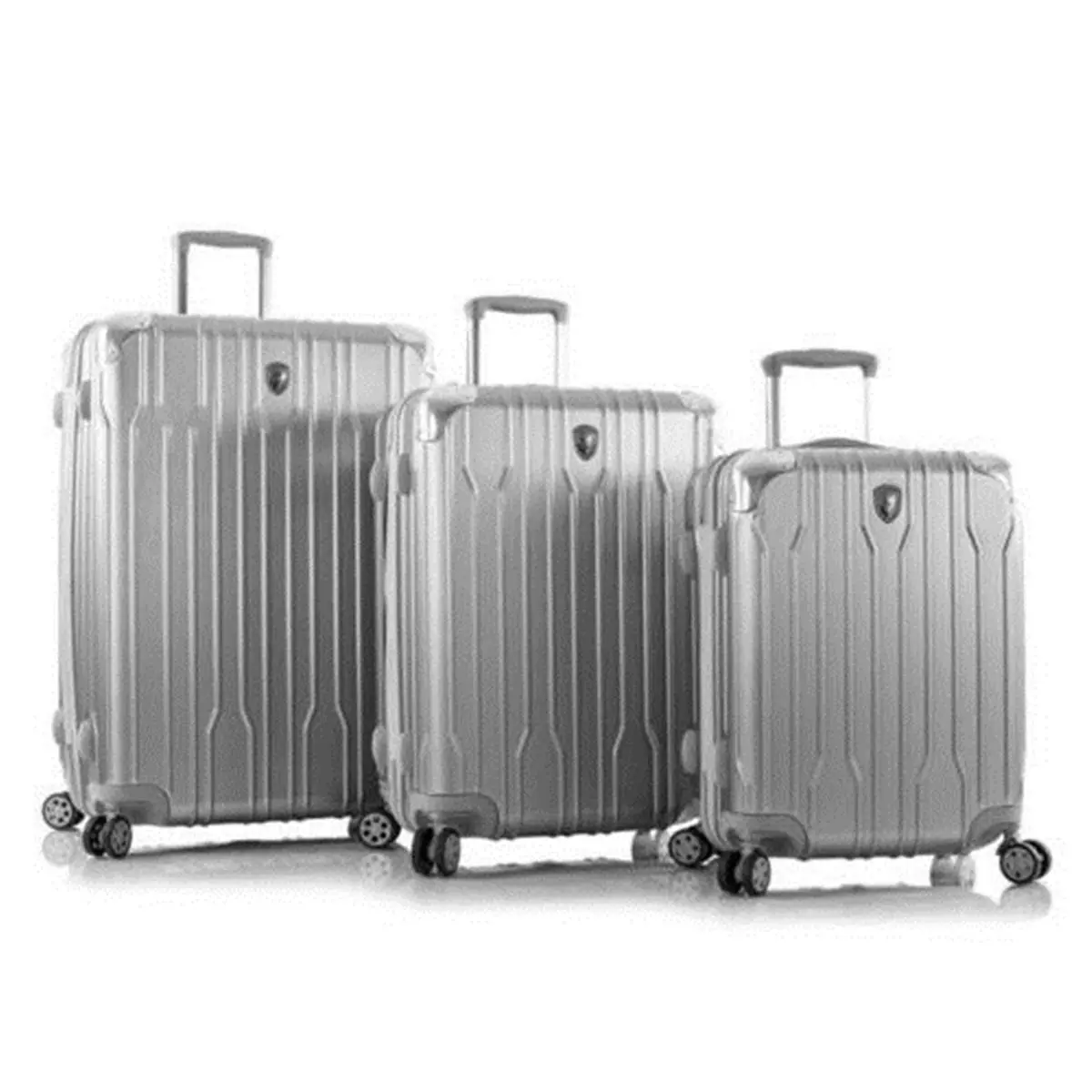 212 MAIN Lightweight Durable 3-Piece Xtrak Luggage Set, Silver, Hard-Shelled Polycarbonate Durable Carry-On Luggage, Lightweight Durable Luggage