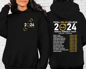 Total Solar Eclipse 2024 Sweatshirt, Double-Sided Celestial Sweatshirt, April 8th 2024 Sweatshirt, Eclipse Event 2024 Hoodie and Sweater; T-shirt