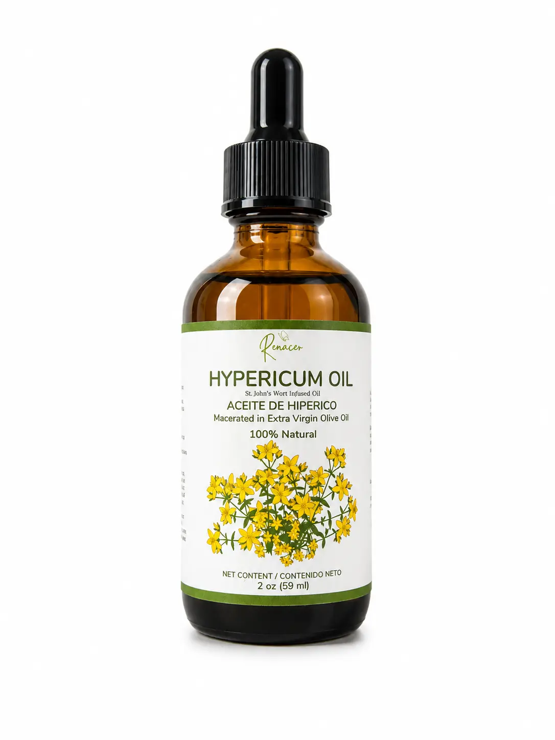 Hypericum Oil (St. John's Wort Infused Oil) – Natural Botanical Skin & Massage Oil – 2 oz