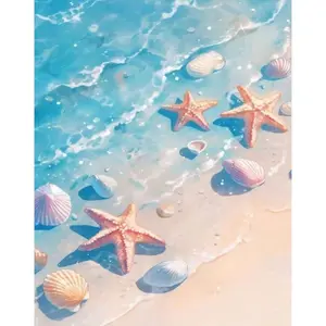 5D Diamond Painting Kit - Beach Starfish & Seashells by the Shore | Full Round Drill DIY Art for Summer & Coastal Home Decor | Relaxing Ocean Craft Gift for Adults