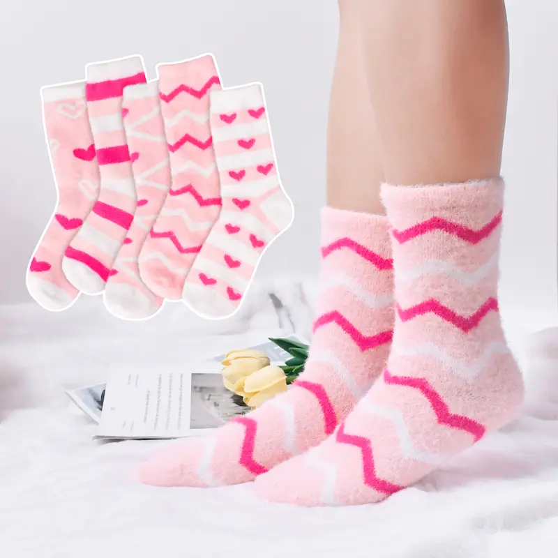 Valentines Day Gift for Her Ginmewrae Fuzzy Socks for Women, Warm Cozy Fluffy Thick Plush Slipper Socks