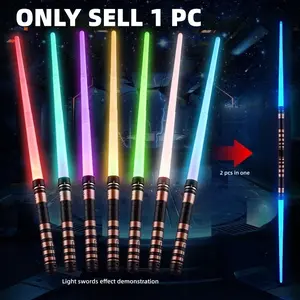 Plastic Lightsaber, 1 Count/2 Counts Lightsaber with Strike Sound, 7 Colors 2 in 1 LED Lightsaber Toy, Sound Can Be Turned Off, Retractable Lightsaber Costume Party Gift, Light Up Saber, Led Sword (No Battery Provided)