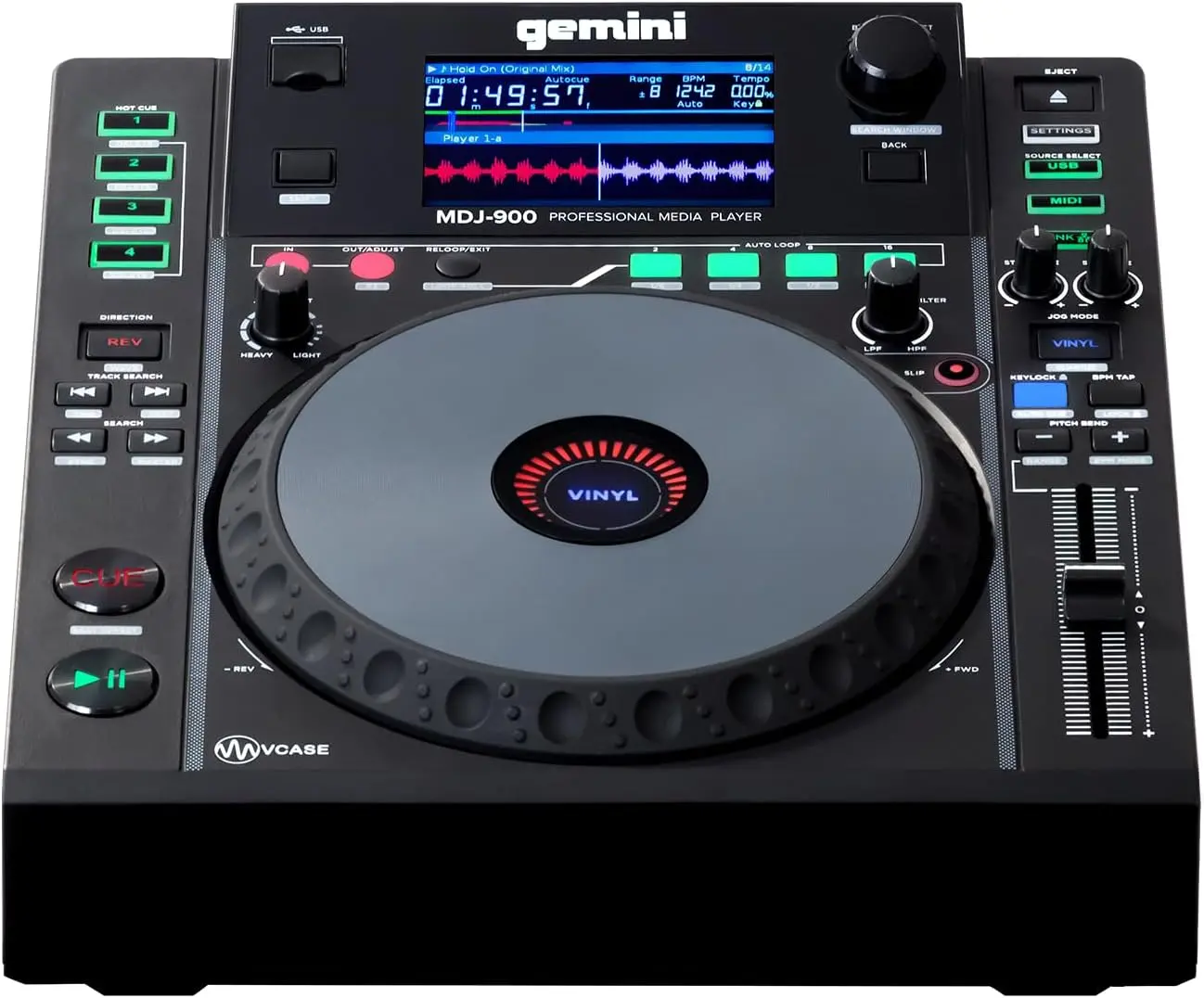 Gemini Standalone USB DJ Media Player, 8" Jog Wheel (MDJ-900)